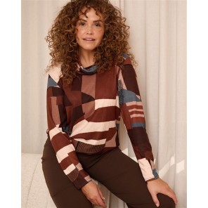 FOS T-shirt 7619 Nico Aquarel hangcol Bruin print